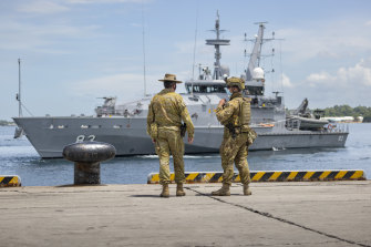 Australian Defence Force personnel in Honiara, on Guadalcanal Island, last year.