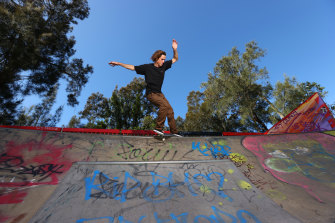 Former professional skateboarder Darren Kaehne at the Mona Vale skate park. 