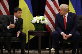 President Donald Trump meets with Ukrainian President Volodymyr Zelensky in New York.