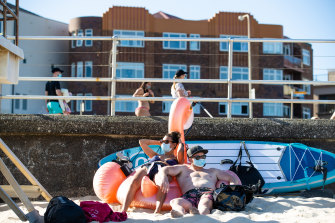 People visit Bondi beach on Sunday.