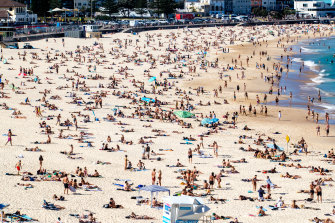 The scene at Bondi beach on Sunday.