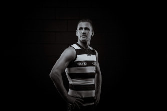 Remarkable contribution: Joel Selwood will break the record for most games played as captain of a VFL/AFL team this weekend.