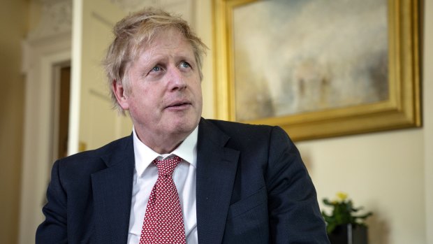 British Prime Minister Boris Johnson records a video message on Easter Sunday following his release from hospital.