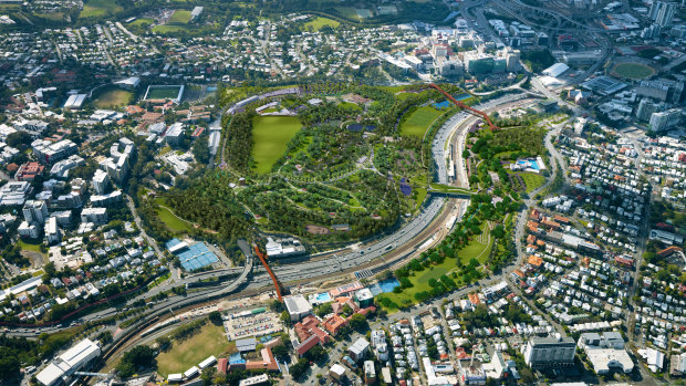 Aerial impression of the new Victoria Park/Barrambin.