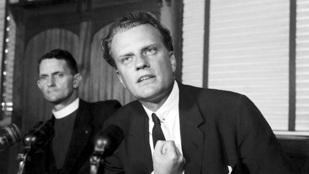 ""People will be talking about religion - some badly, some against it, but that is good. It shows people are interested." Dr Billy Graham pictured at a press conference in Sydney on 10 April 1959.