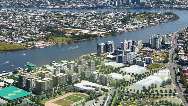 An artist’s impressions of the proposed athletes’ village for the 2032 Brisbane Olympic Games.