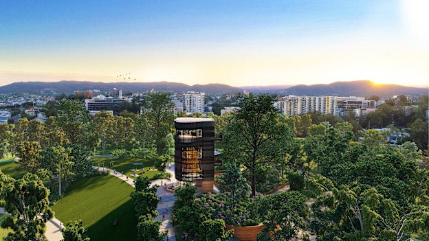 A new treehouse and cafe is planned for Brisbane’s new Victoria Park/Barrambin.