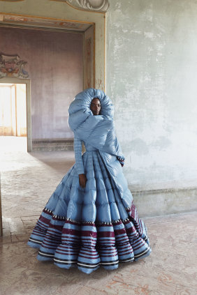A look from Pierpauolo Piccioli's Genius Project collection for Moncler. 