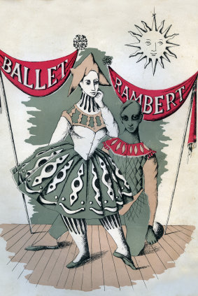 Cover of a Ballet Rambert in Australia program, with illustration by Loudon Sainthill. 