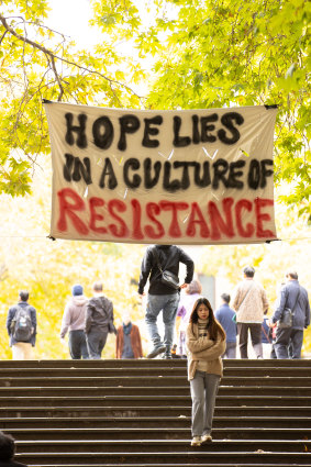 A protest sign at the University of Melbourne.