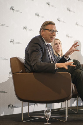 CSIRO chairman David Thodey (left), who is leading a review of the public service, at an Institute of Public Administration Australia forum in April.