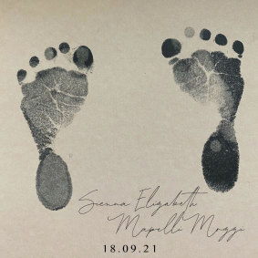 Sienna Elizabeth’s footprints.