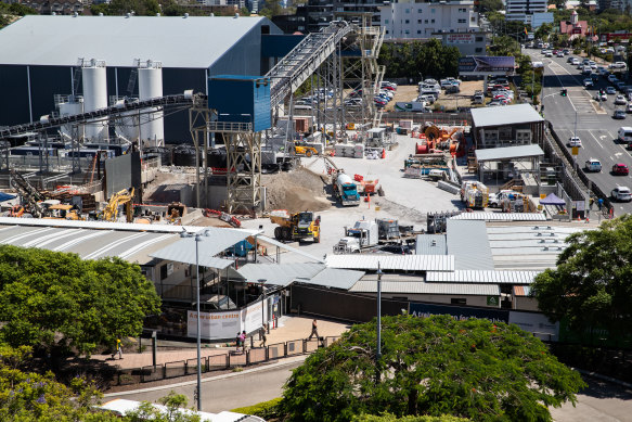 Construction work on the Cross River Rail Gabba station in January.