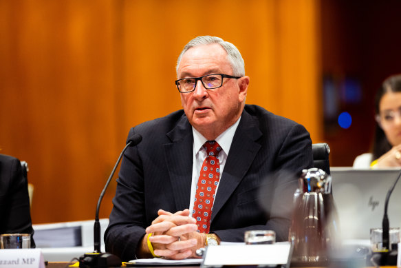 NSW Health Minister Brad Hazzard during Wednesday’s estimates hearing. 