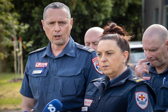 Andrew Burns, director of Ambulance Victoria operations in western Melbourne, alongside Vanessa Gorman, who manages eastern Melbourne.