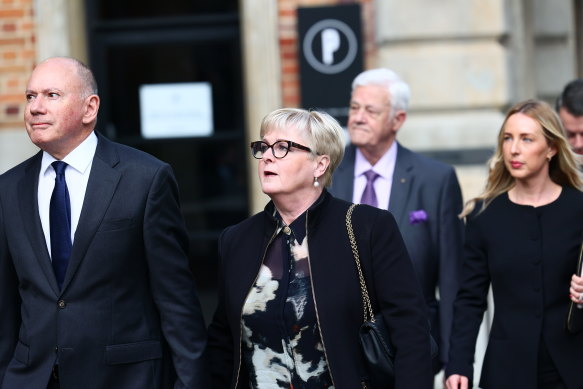 Former minister Linda Reynolds arrives at the Supreme Court in Perth for the defamation trial.