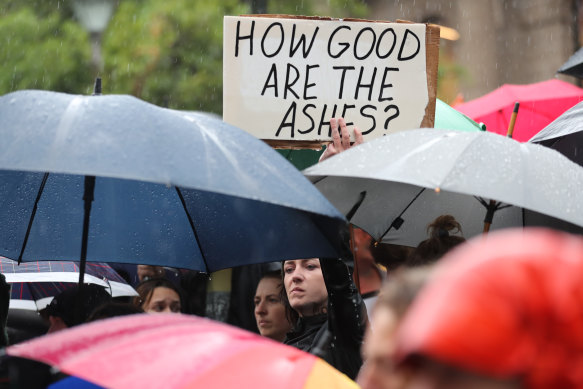 Climate change protesters rallying in Melbourne. 