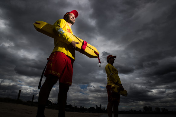 Life guards Ramzi Hussaini and Dylan Griffiths have helped patrol Victorian beaches where there has been the greatest number of drownings on record. 
