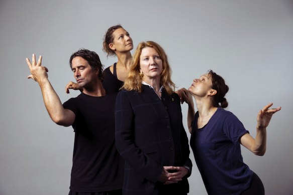 Playwright Wendy Beckett in rehearsals with dancers Dorothea Csutkai, Cloé Fournier and Kip Gamblin, who will be performing in Claudel at the Opera House. 