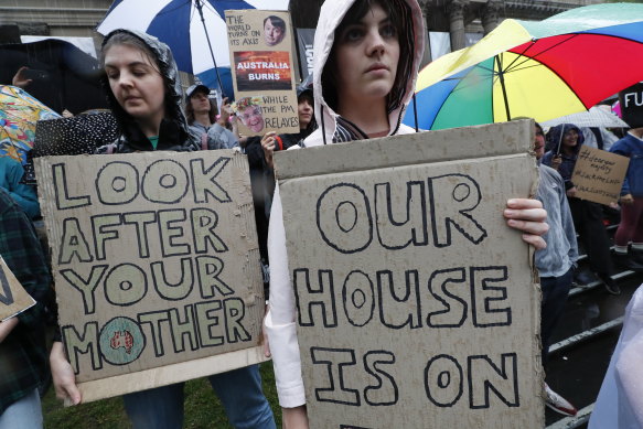 Climate change protesters in Melbourne.