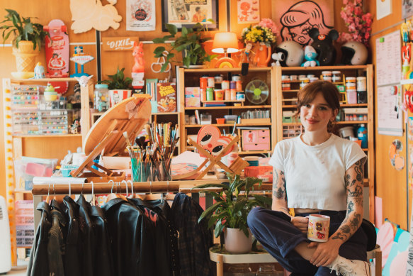 Artist Ginger Taylor in her studio.