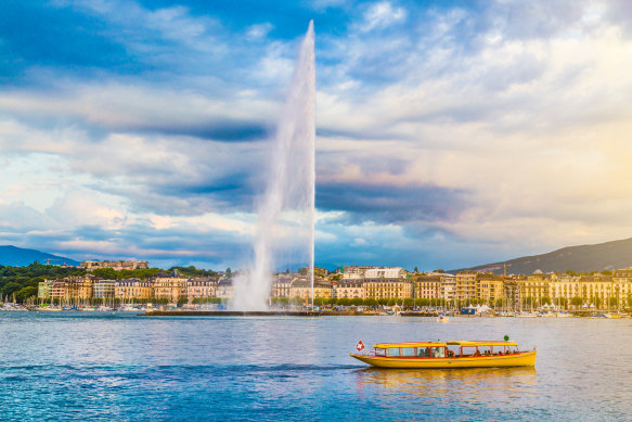 From pressure valve to tourist attraction … Geneva’s Jet d’Eau fountain.