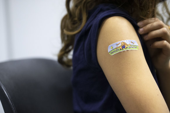 A child after receiving a COVID vaccination.