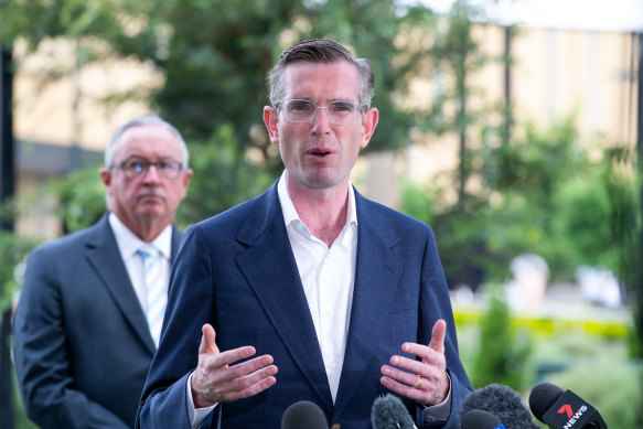 NSW Premier Dominic Perrottet and Health Minister Brad Hazzard on Sunday.