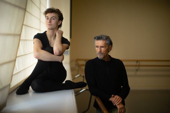 Australian Ballet School post-grad student Luke Tabbernal with choreographer Simon Dow.
