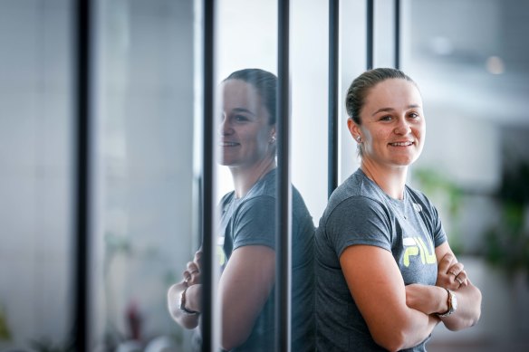 Ash Barty after the media conference in Brisbane.