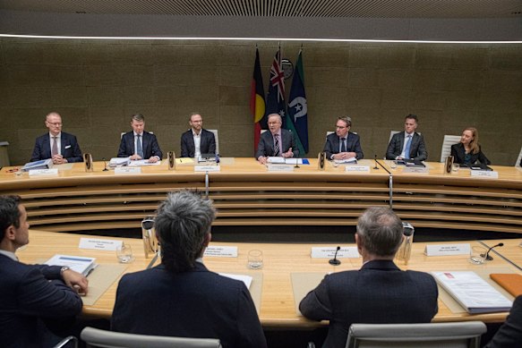 Anthony Albanese (centre) at National Cabinet in Sydney.