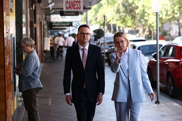 Opposition Leader Sussan Ley with Senator Andrew Bragg last month.