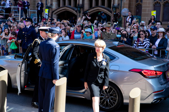 NSW Governor Margaret Beazley arrives at state parliament on Sunday.