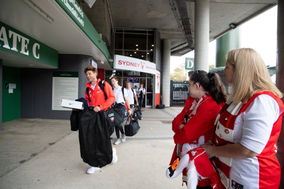 The Bears watch Swans Dane Rampe depart for Sydney airport.