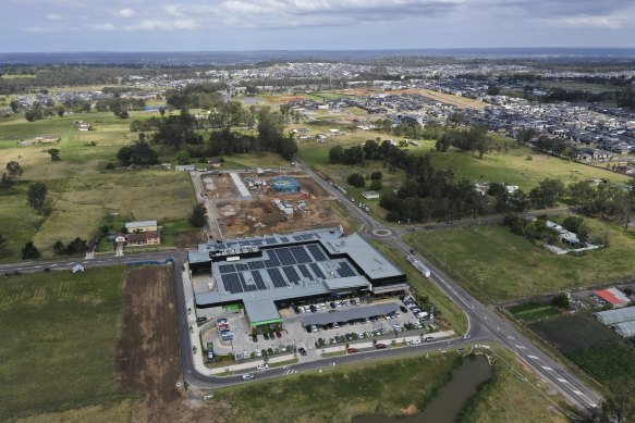 Leppington Village shopping centre opened in 2023, about a kilometre from the train station.