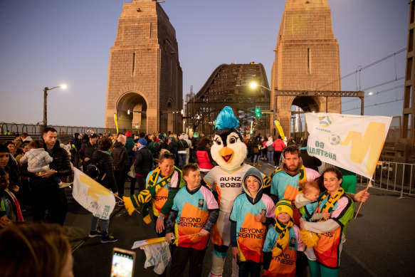 The Pilarcik family travelled from Lithgow to walk on the Sydney Harbour Bridge on Sunday.