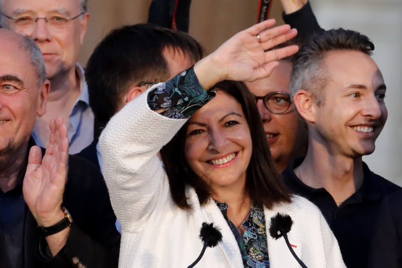 Paris mayor Anne Hidalgo claims victory on Sunday.