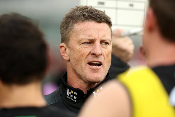 Tigers coach Damien Hardwick is more concerned with on-field matters. 