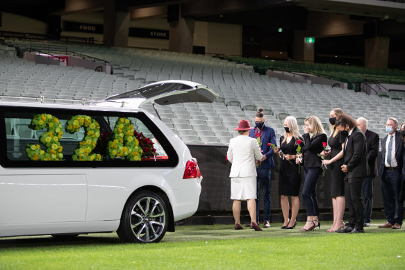 Dean Jones was farewelled by family in a small ceremony at the MCG.