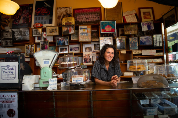 Nikki Laski of Monarch Cakes, pictured in 2020, fought the creation of Acland Street’s “plaza” and says traffic flow is key to restoring the strip’s vitality – and it can be done.