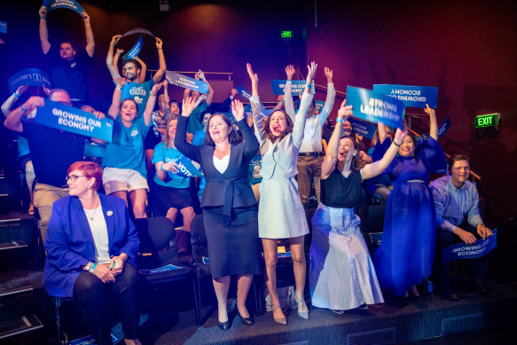 Liberal supporters and ministers at the NSW Liberal Party’s “Keep Western Sydney Moving” rally on Sunday.