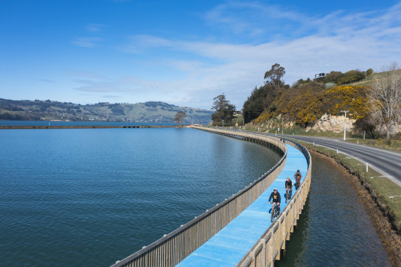 The 610-metre raised boardwalk across Blanket Bay.