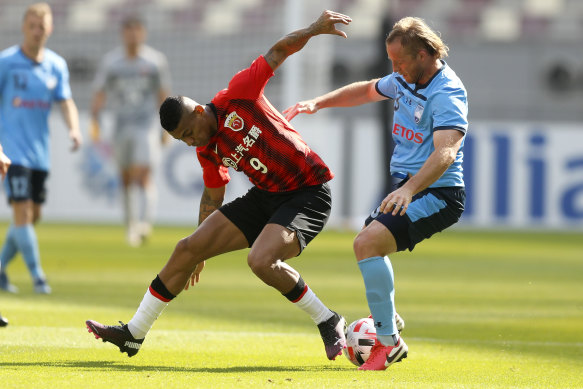 Rhyan Grant ended up in goal for a 10-man Sydney FC on Thursday night.