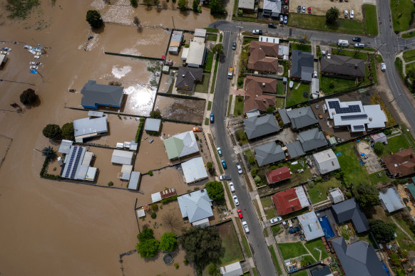 The centre of Seymour after flooding on October 14, 2022.