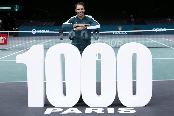 Milestone: Rafael Nadal has won his 1000th ATP Tour match, at the Paris Masters.