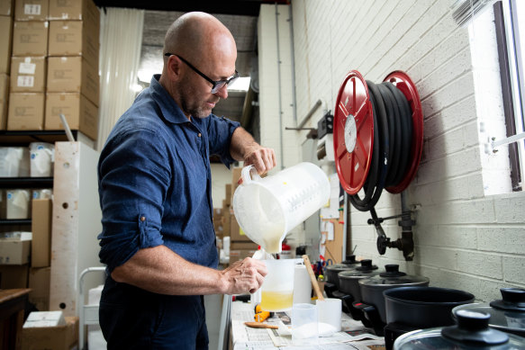 Andrade at work. His shop in Sydney’s eastern suburbs touts itself as “the world’s first perfumery dedicated to Australia’s native botanicals”.