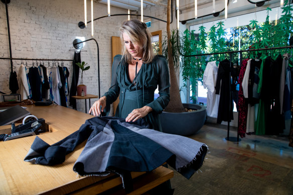 Designer Kit Willow at her boutique in Sydney’s Paddington, which already has a circular manufacturing model.