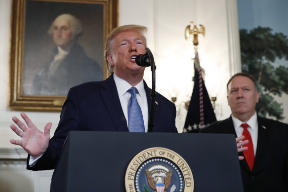 President Donald Trump, accompanied by Secretary of State Mike Pompeo, announced that the US would life sanctions.