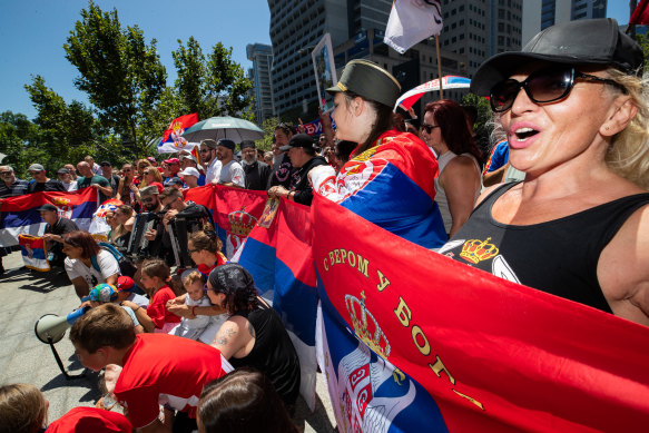 Supporters of Djokovic outside the Federal Court.