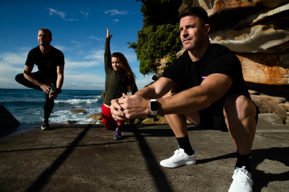  Bend and stretch and strengthen your body to minimise the risk of injury: Trent Knox, Rachel Stanley and Todd Liubinskas.
